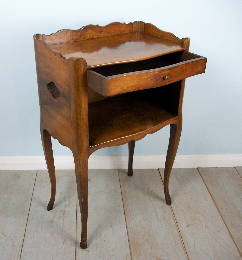 a french walnut open bedside cupboard